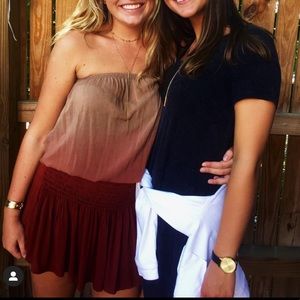 Tan Ombré Strapless Dress
